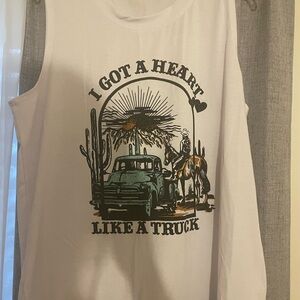 White Graphic Tank Top